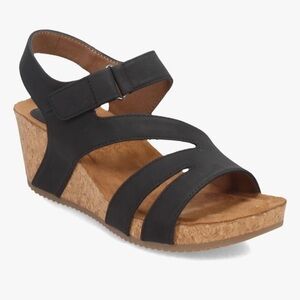 Black and Brown Wedge Sandals with Comfort Sole